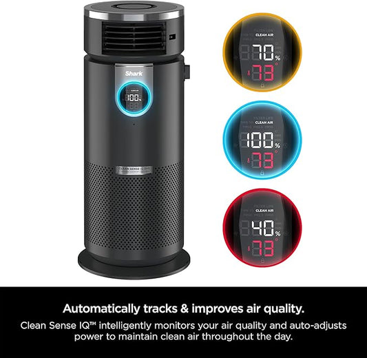 Shark HC451 3-in-1 Clean Sense Air Purifier, Heater & Fan, HEPA Filter, 500 Sq Ft, Oscillating, Small Room, Bedroom, Office, Captures 99.98% of Particles for Clean Air, Dust, Smoke & Allergens, Black