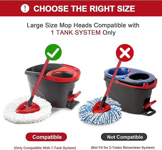 Mop Replacement Heads for O-Ceda Mop Replace Head EasyWrin Spin Mop Heads Replacements, Microfiber Spin Mop Refills, Easy Cleaning Mop Head Replacement (White-3 Mop Heads)