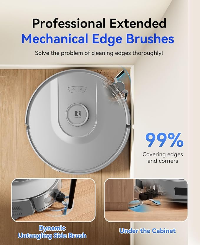 Redroad Robot Vacuum 20,000 Pa Robot Vacuum and Mop,90 Day Self Emptying Vacuum Robot,Lidar Navigation,5G/2.4GWiFi APP Aspirateur Robot,Self-Charging Robot Vacuums for Pet,Floor,Carpet Gray R11