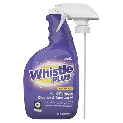 Diversey CBD540571 Whistle Plus Professional Multi Purpose Cleaner & Degreaser, Heavy Duty Stain Remover with Citrus Scent, Ready-to-Use Capped Spray, 32-Ounce (Pack of 4)