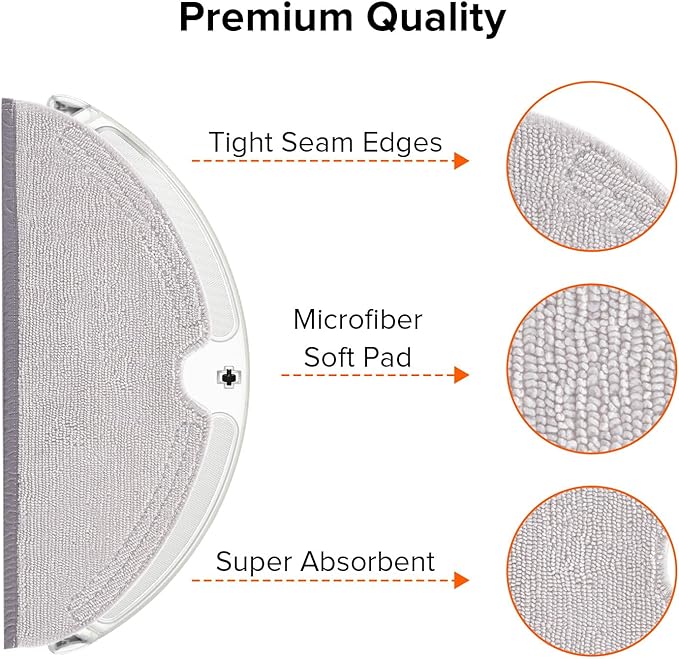roborock 2 Pack Microfiber Mop Cloths for Q 5, Q5 Pro, Q5 Pro+, Q7, Q7Max, Q8Max, Q8Max+, E Series, S5, S5 Max, S 6, S6 Pure, S6 MaxV Robot Vacuum Cleaner, Mop Pad Replacement Accessories