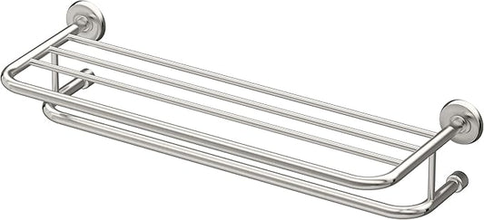 Gatco 5378 Designer II Bathroom Spa Towel Rack, 24", Satin Nickel | Wall Mounted Stainless Steel 26.50" W X 5.68" H X 10" D Towel Holder Rack with Towel Bar for Bathroom