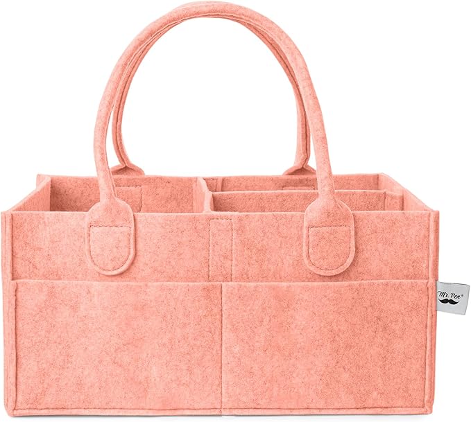 Mr. Pen- Baby Diaper Caddy Organizer, 1 Pack, Coral, Baby Caddy Organizer with Handle, Compact Size, Collapsible & Portable