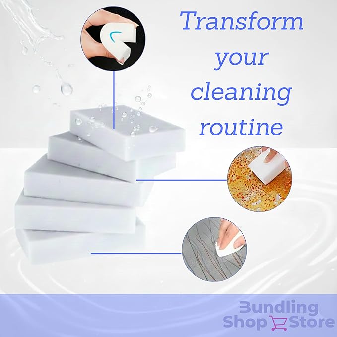 Melamine Sponge- Cleaning Pads 120 Count, High Density, Scratch Free Sponges (100x60x20mm) for Kitchen, Bathroom, Tiles, Walls & Multi-Surface Cleaning