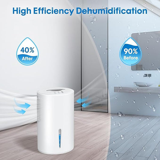 Dehumidifier, Dehumidifier for Home, 68 OZ Water Tank, Small Dehumidifiers for Bedroom (1000sq.ft) with 7 LED Lights, Ultra Quiet & Auto Shut off, Bathroom, Basement, Closet, Garage, RV. (White)