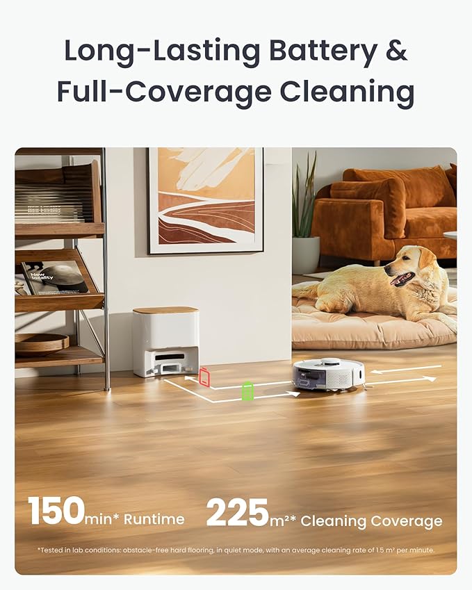 SwitchBot K11+ Robot Vacuum & Mop with Matter, 6000Pa Suction, 90-Day Hands-Free Self-Emptying, LDS Navigation, 3.6″ Ultra-Slim, Anti-Tangle for Pet Hair, Works with Alexa, Google Home, Apple Home