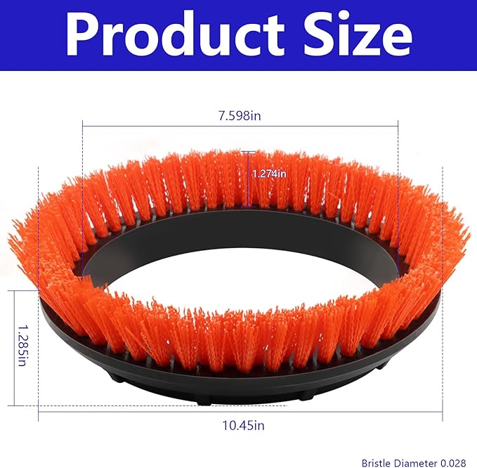 237047 Orange Commercial Tile and Resilient Floor Scrub Brush Replacement for Oreck Commercial ORB550MC, ORB600MW and ORB700MC Floor Machines, Heavy-Duty Brush, 10.5 in. Diameter