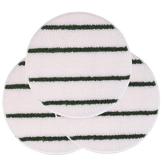 3PK 19inch Commercial Grade Synthetic Carpet Bonnet with Green Scrubber Strips, Reuseable Floor Scrubber Pads, Scrubber Brush Buffing Pad Mounts to Any Traditional Pad Driver