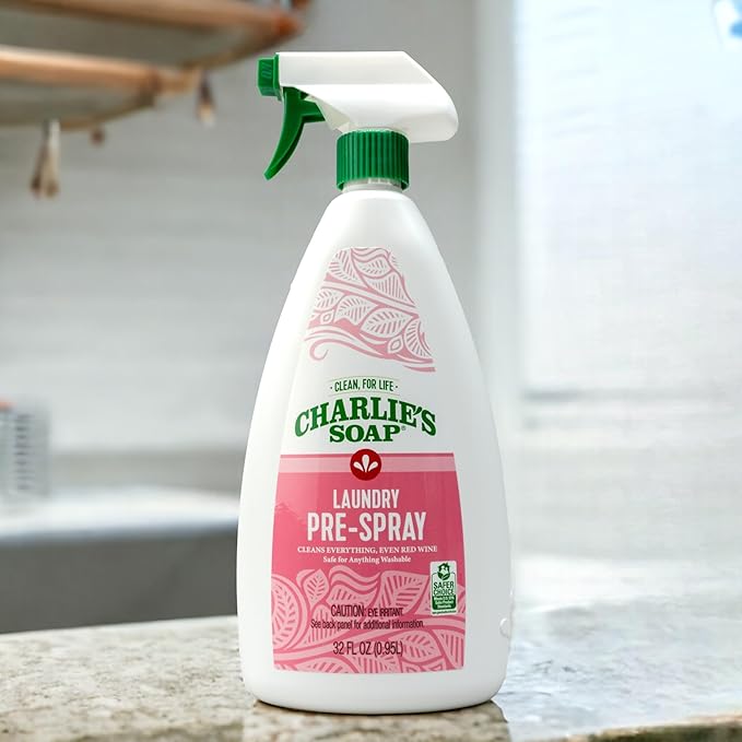 Charlie’s Soap Laundry Pre-Spray Stain Remover (32 fl oz), Natural Laundry Pretreat and Stain Remover (Pack of 1)