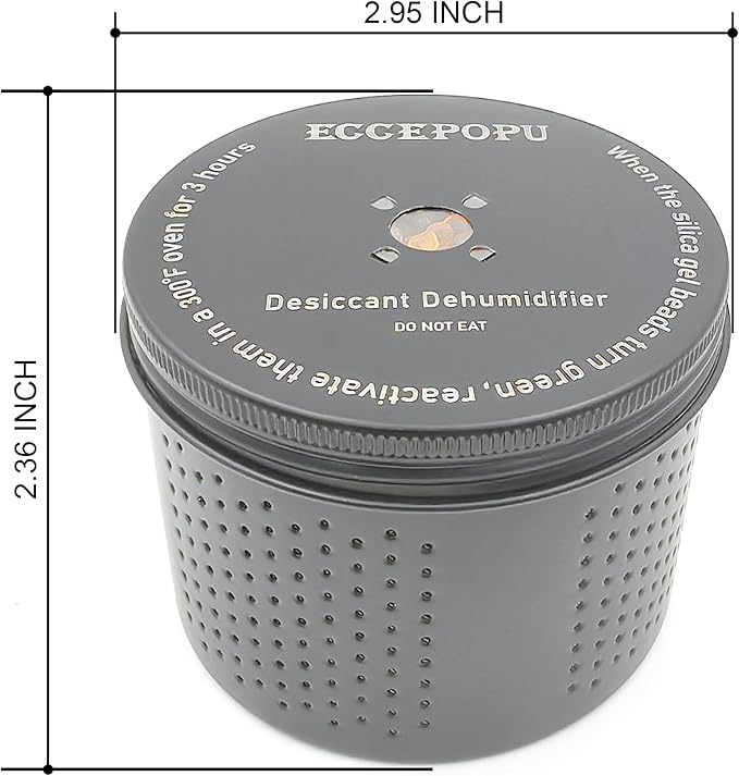 Gun Safe Dehumidifier 200g - Silica Gel Desiccant Canister, Moisture Absorber for Gun Cabinets & Safes, Protect 80 Cubic Feet, Black, Aluminum Shell