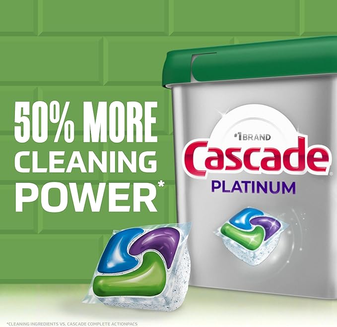 Cascade Platinum + Oxi Dishwasher Pods, Dishwasher Detergent, Dish Detergent Soap, Fresh, 34 Count