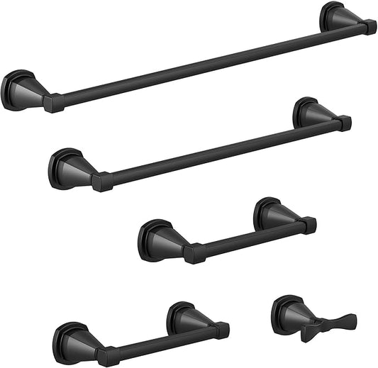 DELTA FAUCET Rubber Limited 77608-BL Stryke 8-in Wall Mount Hand Towel Bar Bath Hardware Accessory in Matte Black