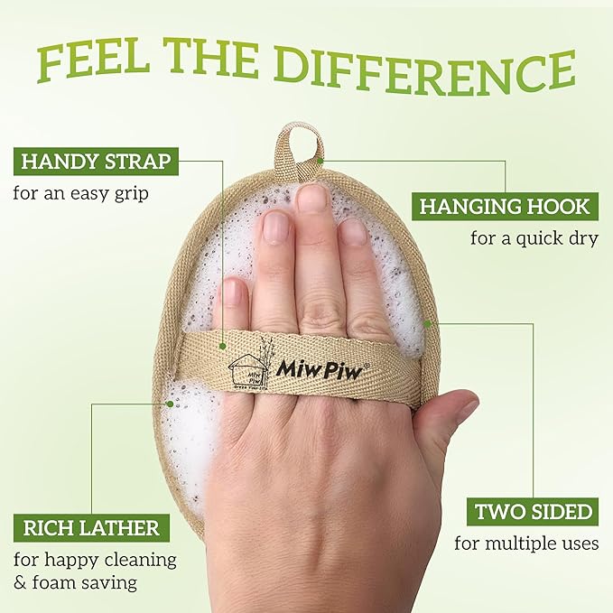 Natural Loofah Exfoliating Body Scrubber (Pack 2- Size L), Loofah Bath Sponge, Luffa for Women and Men, 100% Biodegradable Compostable, Dye Free, Zero Waste Eco Friendly Sustainable (4.7" x 6.3" each)