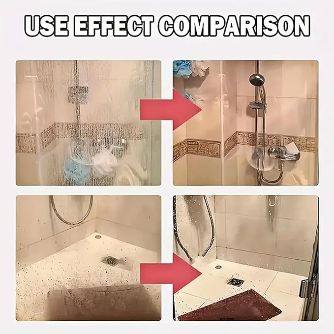 120ml Shower and Window Glass Cleaner, Oil Film Remover with Sponge, Household Glass Polishing Cleaner, Streak-Free Bathroom and KitchenGlass Solution for Toilet, Tub, Bathroom, Kitchen, Tile, Mirror
