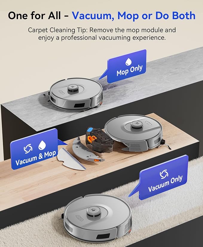 Redroad Robot Vacuum 20,000 Pa Robot Vacuum and Mop,90 Day Self Emptying Vacuum Robot,Lidar Navigation,5G/2.4GWiFi APP Aspirateur Robot,Self-Charging Robot Vacuums for Pet,Floor,Carpet Gray R11