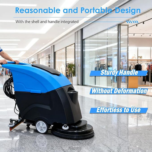 Floor Scrubber Machine 20" Cleaning Width, Dual Tanks Total 23.5 Gallons for Mall/Hotel/Office/Factory 110V
