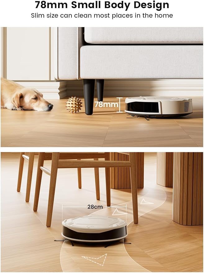 Lefant M210 Pro Robot Vacuum, Strong 4000Pa Suction, 200 Min Runtime, Super Slim Thin, Low Noise, Self-Charging, Wi-Fi/App/Alexa Control, Ideal for Pet Hair & Hard Floors