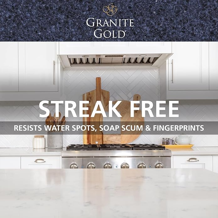 Granite Gold Quartz Clean & Shine Streak-Free Cleaner Deeps Cleans and Polishes All Quartz Surfaces Including Silestone, LG, and More, 64 Fluid Ounces and 2 x 24 Fluid Ounces