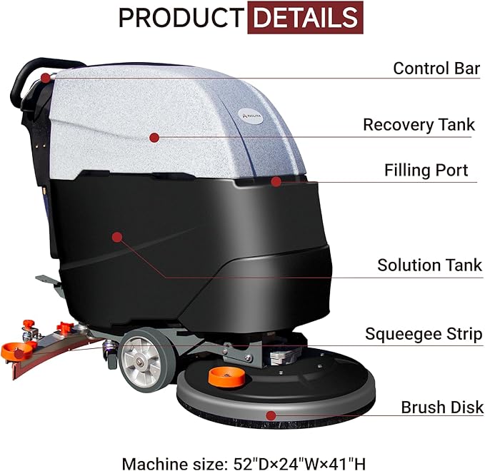 AF2217 Self-Propelled Floor Scrubber with Traction Drive, 22" Path, 17-Gal Tank, Lithium Battery –Save Labor & Costs, Smart Investment for Warehouses, Schools, Hospitals & Airports