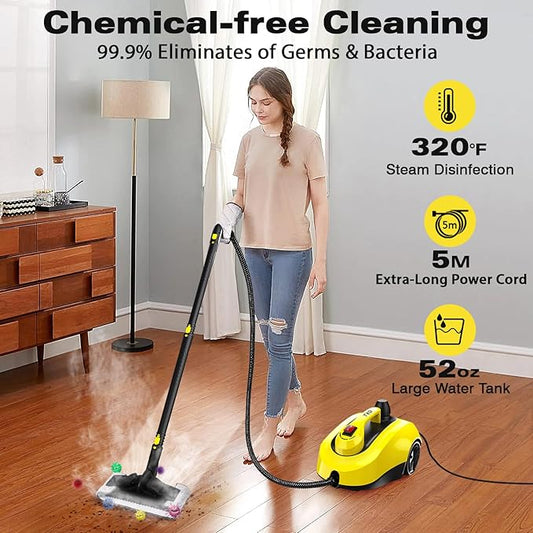 TVD Steam Cleaner, Steamer for Cleaning with 26 Accessories, Steam Cleaner for Home with 5M Extra-Long Power Cord for Home Floor Cleaning, Tile Detailing, Grout, Upholstery.