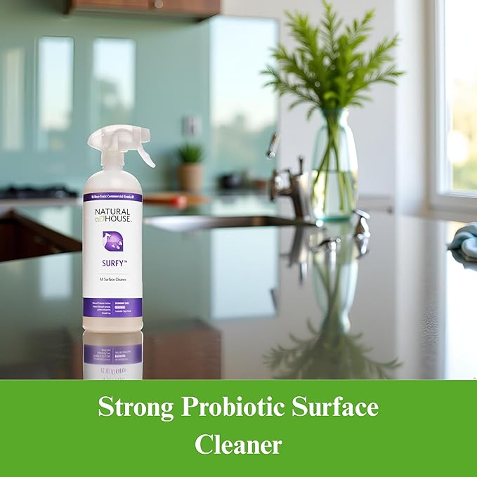 Natural House Surfy - All Purpose Probiotic Cleaner and Deodorizer - Cuts Through Grease, Grime and Impurities - Multi-Surface and Household Spray - Fresh Botanical Scent - 32 oz Spray Bottle