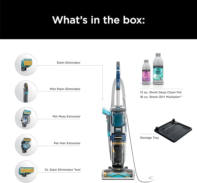 Shark Carpet Xpert Hair Pro with Stain Striker Upright Carpet, Area Rug & Upholstery Cleaner, Carpet Shampooer, 5 Tools, Navy, EX304