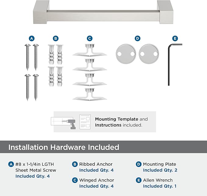 Amerock Monument Brushed Nickel 8 inch (203mm) Towel Bar, BH36085G10