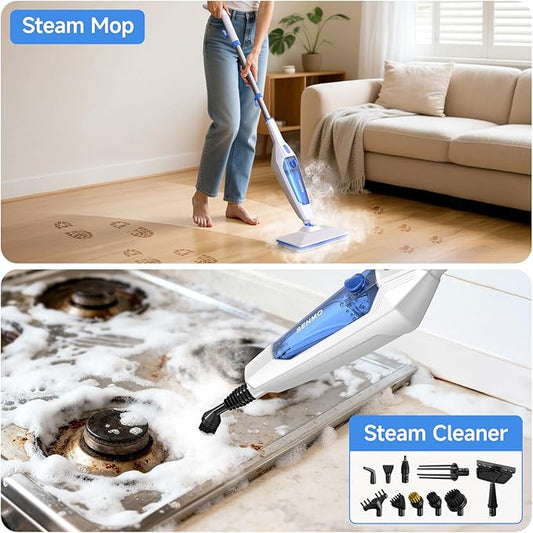 SENMO Steam Mop, 14-in-1 Detachable Steam Cleaner for Home and Floor, 1300W 228°F Deep Cleaning MultiPurpose Floor Steamer with 14 Attachments for Hardwood Floors, Tile, Grout, Furniture, Carpet, Wall