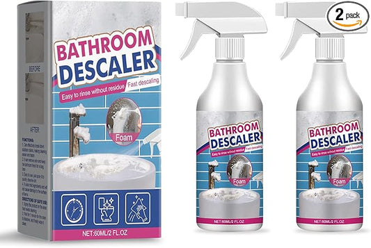 2 PCS Bathroom Descaler Spray, Multipurpose Bathroom Foam Cleaner Spray For Toilet, Bath Shower, Glass, Ceramic Tile, Bathtub, Scale Cleaner, Remove Stubborn Stains, Dirt