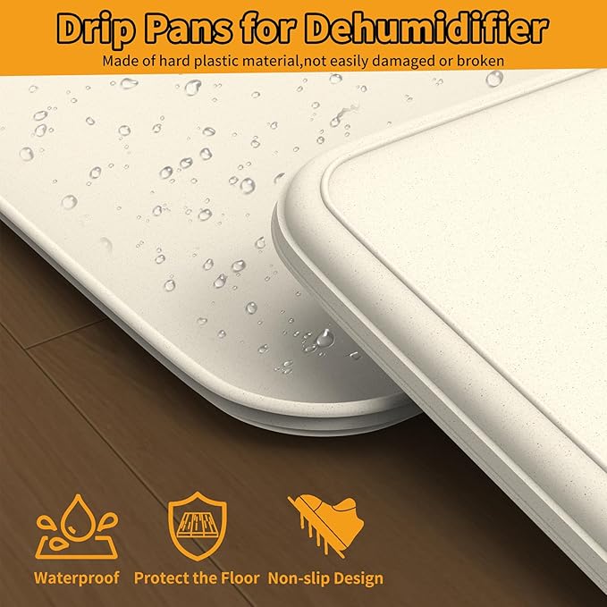 LBG Products Drip Pans 15.5 x 10.5 Inch for Small Dehumidifier,Hard Plastic Drip Tray Portable AC Drip Pan Catch & Prevent Spills or Leaks from Dehumidifier for Bedroom,Home,Protect Your Floor