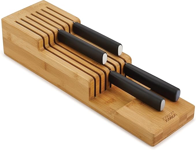 Joseph Joseph DrawerStore Compact Knife Organizer, holds up to 9 knives, Kitchen Organization & Drawer Storage, Bamboo