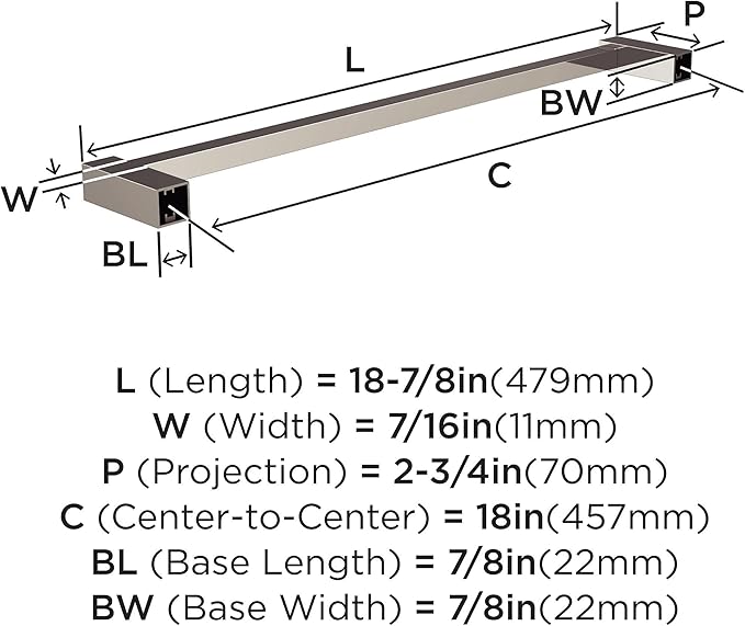 Amerock BH3608326 | Chrome Towel Bar | 18 in (457 mm) Towel Rack | Monument | Bathroom Towel Holder | Bathroom Hardware | Bath Accessories