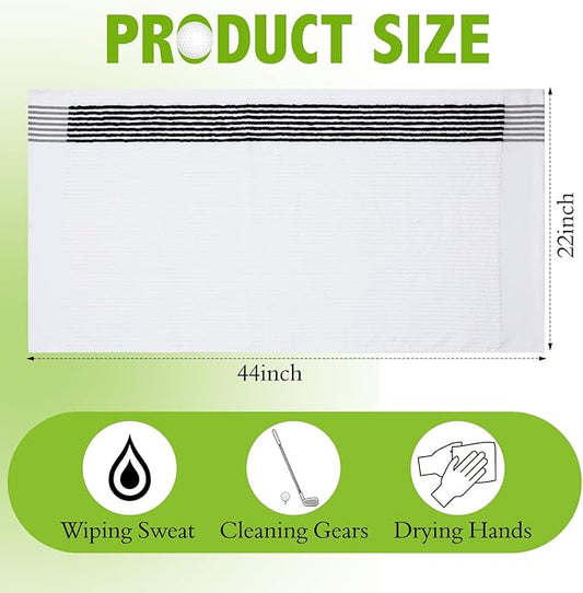 Buryeah Golf Towel 22 x 44 Inch Cotton Golf Caddy Towel Camping Large for Caddies Golfers Tour Players Club with Stripe