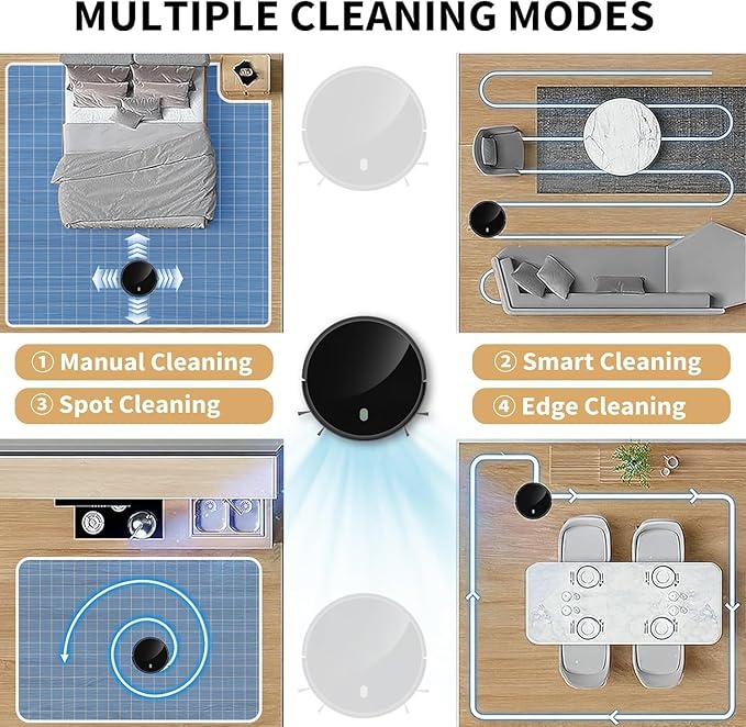 Robot Vacuum and Mop combo, 3500Pa Vacuum Cleaner Robot Navigation with high efficient roller brush, 60dB Robot Vacuum Cleaner with APP Control,Blue tooth, Ideal for Pet Hair, Carpets, Hard Floors