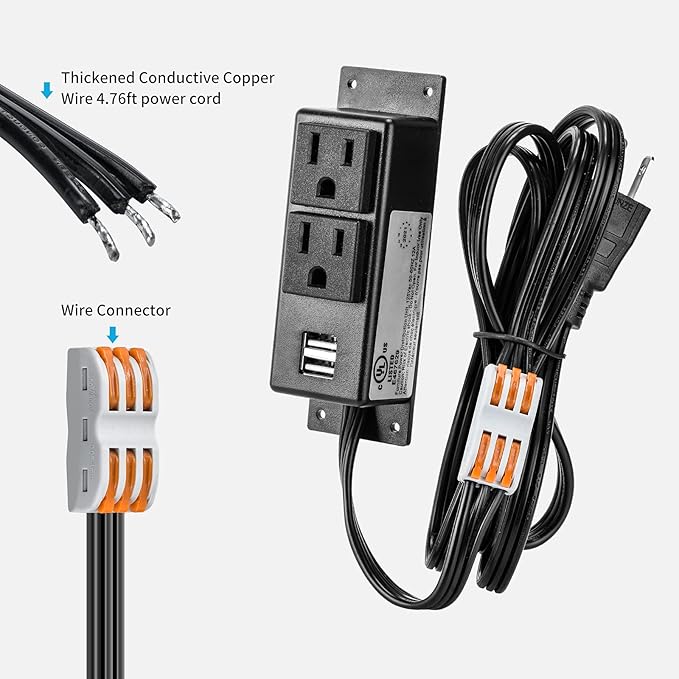 Gun Safe Power Outlet Kit, Briidea Gun Safe Accessory Electrical Outlet with USB for Interior Dehumidifiers and Lights