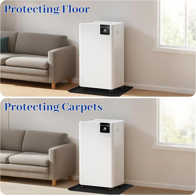 Dehumidifier Drip Mat- 23.6'' x 19.7'' x 0.78'' Silicone Humidifier Drip Mat, With Raised Edge, Non-Slip,Spill-Proof,Dehumidifier Drip Pan,Prevent Water Leakage and Protect Floor & Carpet-Black
