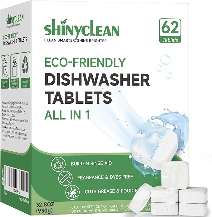 Dishwasher Detergent Pods And Cleaning Tablets Bundle - Includes Heavy Duty Dishwasher Cleaning Tablets 12 Pack 1 Year Supply & All-in-1 Plant-Based Dishwasher Detergent Pods 62 Count