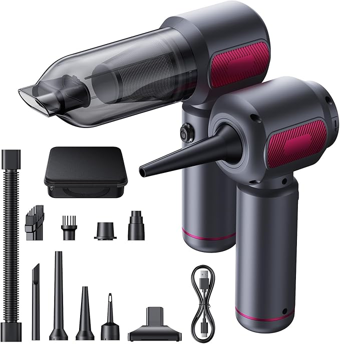 REWONDER Car Vacuum Cleaner High Power, 22000Pa Vacuum Cleaner & 110000RPM Air Duster, Handheld Vacuum with 7800mAh Battery Car Detailing Vacuum, Storage Bag & Multi-Nozzles for Car, Home
