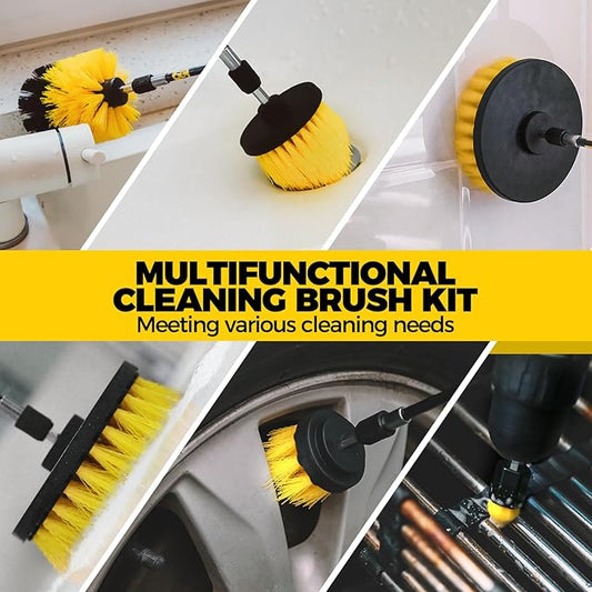 Holikme 30Pack Drill Brush Attachments Set,Scrub Pads & Sponge, Power Scrubber Brush with Extend Long Attachment All Purpose Clean for Grout, Tiles, Sinks, Car Polishing Pads
