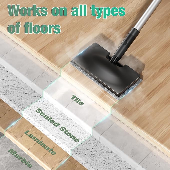 11-in-1 Steam Mop - Detachable Handheld Steam Cleaner with 380mL Tank, 260℉ Floor Steamer for Hardwood, Tile, Grout, Windows, Bath & Kitchen - 3-Level Steam Control, Multi-Purpose Floor Steam Cleaner