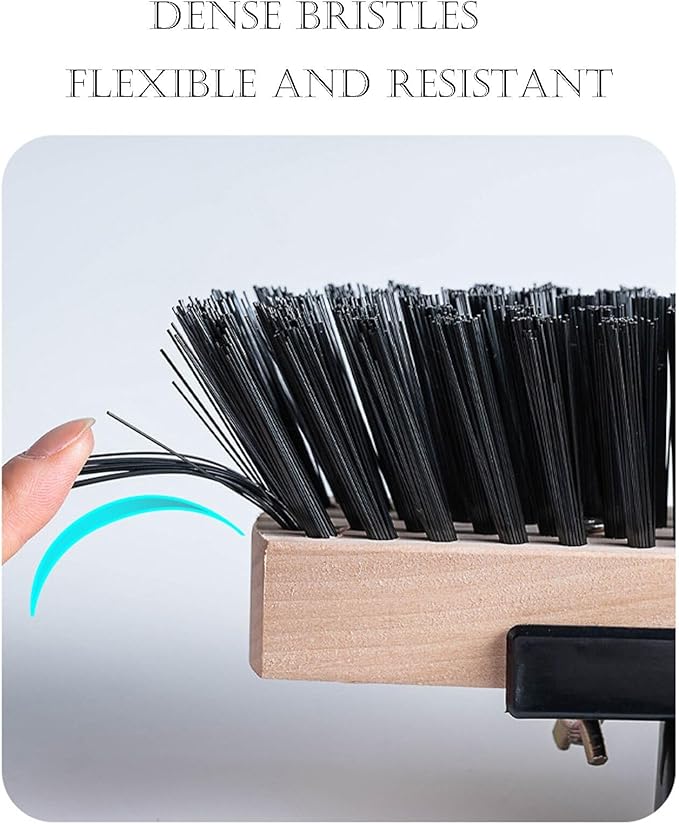 Heavy Duty Push Broom Stiff Bristle Broom Brush with Solid Wood Broom Head Indoor Outdoor Floor Scrubber Brushes for Bathroom Bathtub Tile Floor Patio Swimming Pool