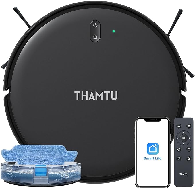 Robot Vacuum and Mop Combo, Slim 2-in-1 Vacuum Robotic with Strong Suction, Auto-Charging, Scheduling, Smart Robot Vacuum Cleaner Ideal for Pet Hair, Hard Floors & Low-Pile Carpets