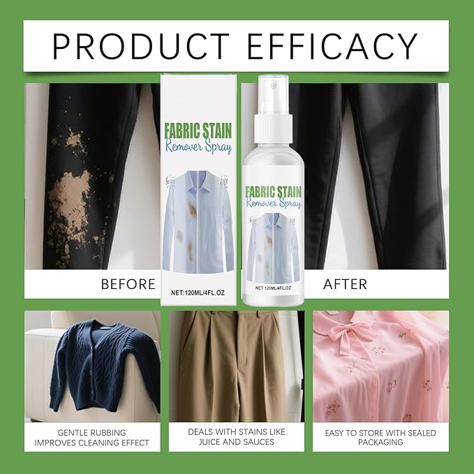 Stain Remover For Clothes, Scented Cleaner Spray, 120ml, Fabric Cleaner, Clothing Spray, Fast Acting Cleaning Formula, For Wine, Coffee, Juice, Dirt, Everyday Laundry Use
