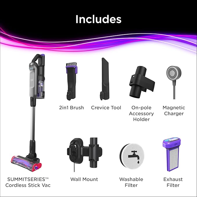 BLACK+DECKER Cordless Vacuum, Stick Vacuum Cordless for Hardwood Floor and Carpet, LED Floor Lights, Bagless, Lightweight Portable, Removable Floorhead, SUMMITSERIES (BHFEA640WG)