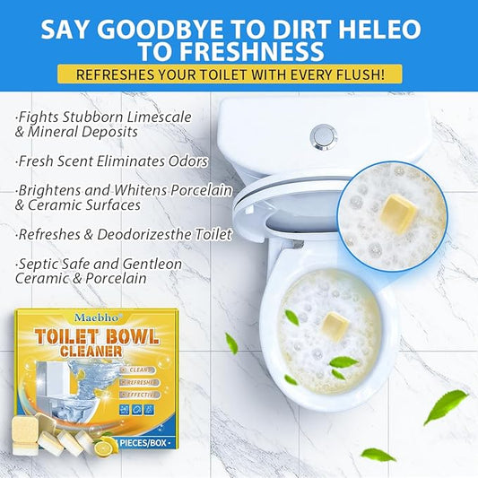 Toilet Bowl Cleaner Tablets (24 Count) | Septic Safe, Eco-Friendly Drop-in Tablets for Continuous Cleaning | Powerful Stain & Limescale Remover with Long-Lasting Fresh Scent