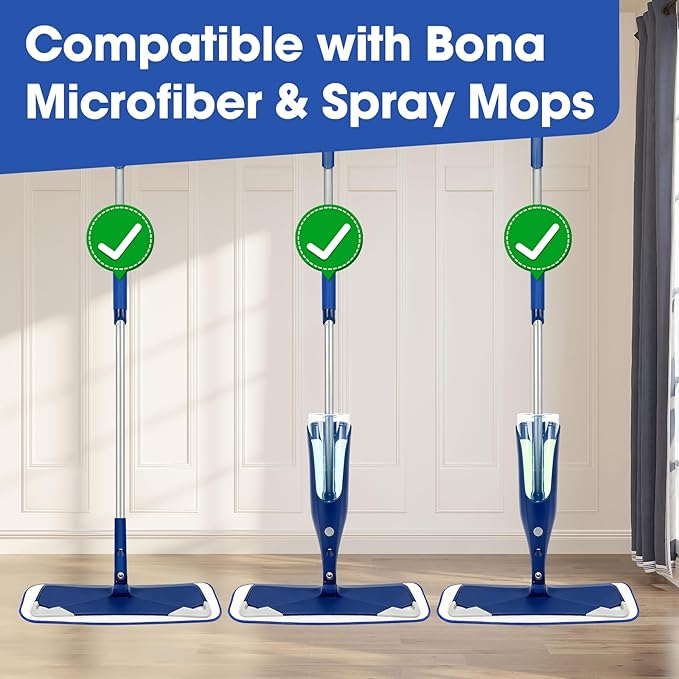 10 Pack Microfiber Cleaning Pads Compatible with Bona Mop, 18 Inch Hardwood Floor Replacement Cleaner Pads, Washable & Reusable Microfiber Mop Pads for Hard Surface Floors