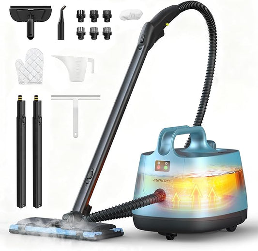 Steam Cleaner, 293°F 58 PSI Powerful Multipurpose Handheld Steam Mop for Home Use, 21 Attachments, 50Oz Capacity, Heavy Duty Steamer for Carpets, Floors, Cars, Tiles, Crack Cleaning, Turquoise