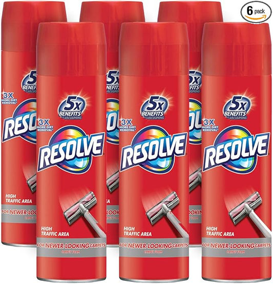 Resolve - 0-19200-00619-4 0-1920088365 High Traffic Carpet Foam Used to Clean, Freshens, Softens and Removes Stains, 132 oz, 1.38 lb. (Pack of 6)