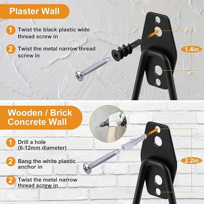 3-H Heavy Duty Garage Hooks [10 Pack] - 3-Round Welding Tech Holds 22lbs More - Thickened Steel Wall Mount for Ladders, Tools & Storage - Rustproof Utility Hardware