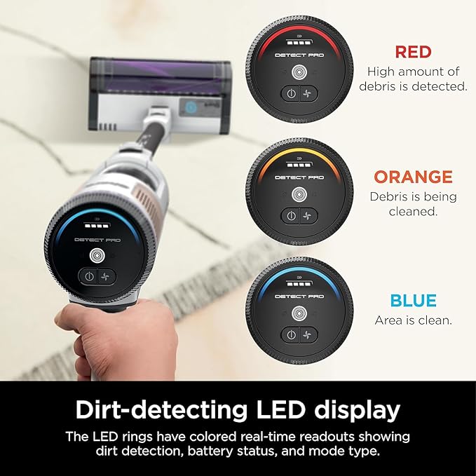 Shark IW1111 Detect Pro Cordless Stick HEPA Filter, QuadClean Multi-Surface Brushroll, Lightweight Vacuum, Includes 8" Crevice Tool, Up to 40-Minute Runtime, Dark Grey/Silver (Renewed)